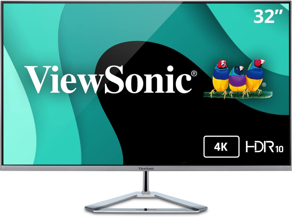 ViewSonic VX3276-4K-MHD 32 Inch 4K UHD Monitor with Ultra-Thin Bezels, HDR10 HDMI and DisplayPort for Home and Office