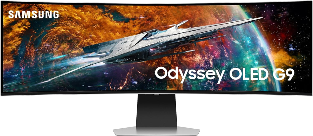 SAMSUNG 49" Odyssey OLED G9 (G95SC) Series Curved Smart Gaming Monitor, 240Hz, 0.03ms, G-Sync Compatible, Dual QHD, Neo Quantum Processor Pro, LS49CG954SNXZA, 2023