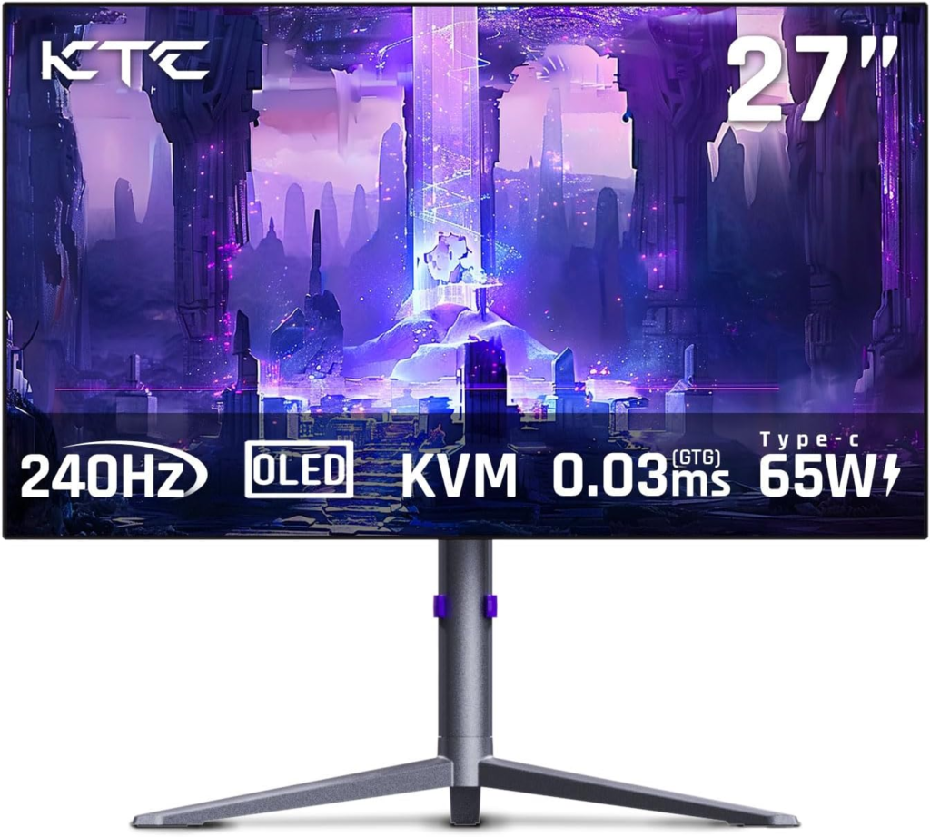 KTC 27 OLED Monitor - 1440p 240hz Monitor 0.03ms GTG, Type-C 65W, Built-in Speakers, 1.5M:1 Contrast Ratio, 136% sRGB, DisplayPort1.4, HDMI2.0,USB-C 3.0, Vesa, PC Monitor for Gaming Movie Office