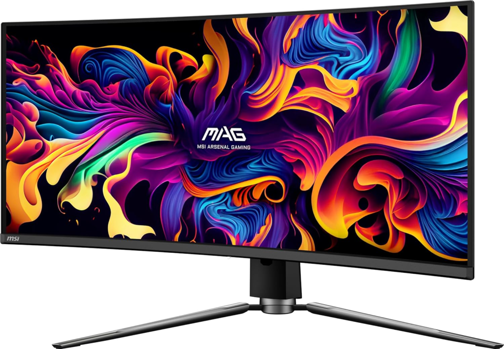 MSI MAG341CQP QD-OLED, 34 Curved OLED Gaming Monitor, 3440 x 1440 (UWQHD), OLED 0.03ms Response time, 175Hz, True Black HDR 400, HDMI, DP Port, USB Type C, Tilt, Height,Black